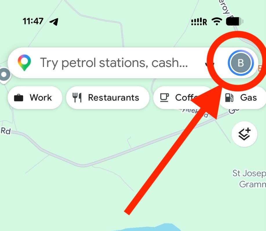 Tap the profile icon in Google Maps